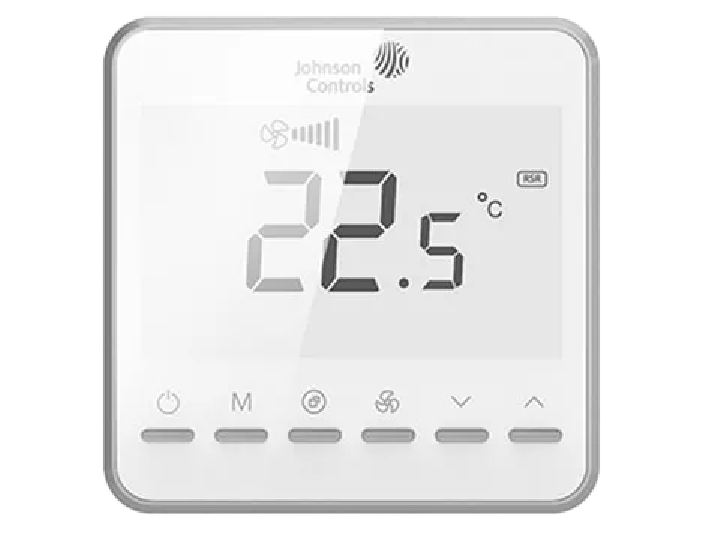  - Johnson Controls  T7601-TF20-9JS0 - T7600 Série Modbus LCD thermostat, 2 pipe ON/OFF ou Proportionnel,  ou 4 Pipe On/Off avec ventilateur proportionnel (ECM) et cut-off. 