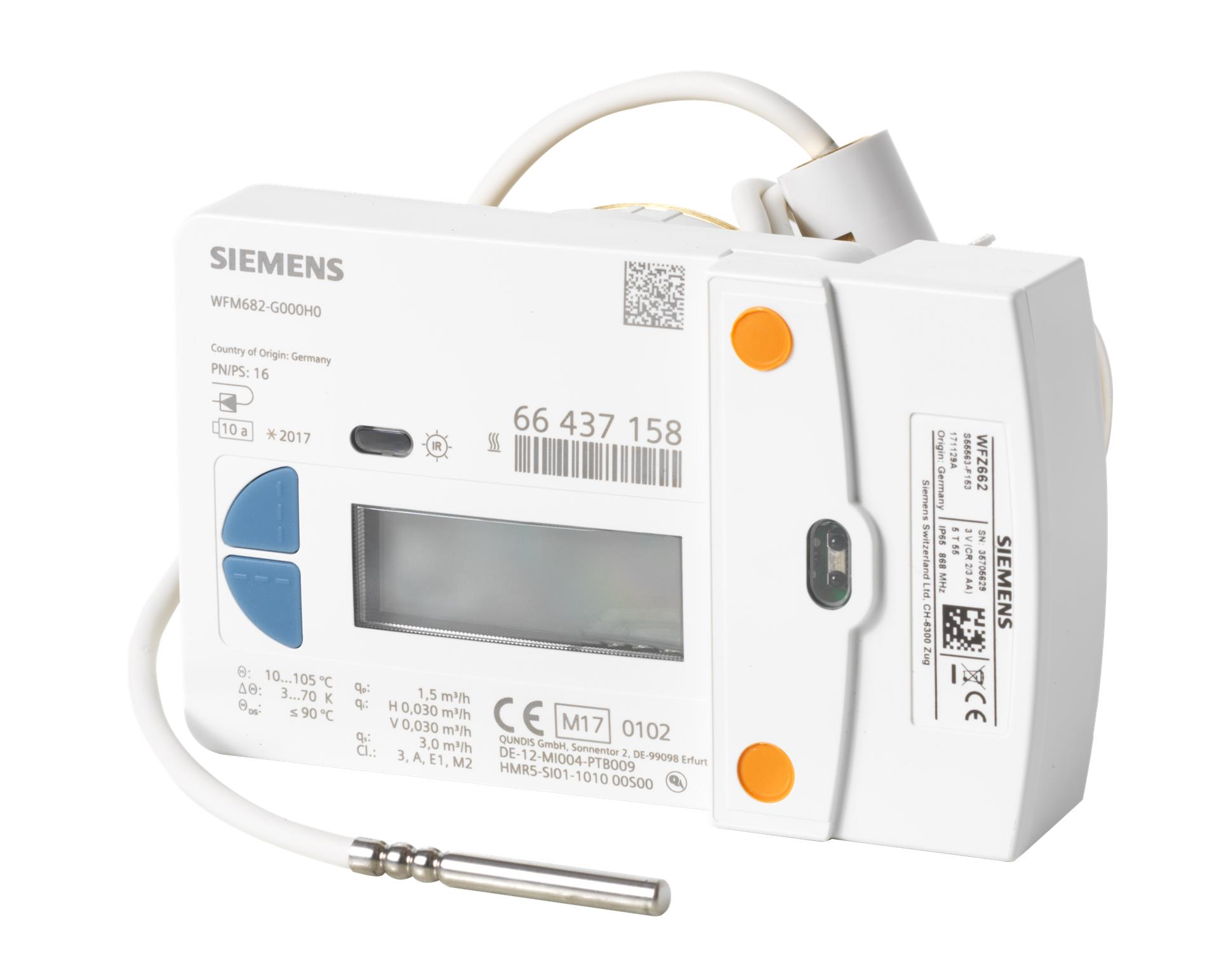 Compteurs d'énergie - Siemens  WFN682-G000H0 - Compteur therm. chaud/froid M-Bus chaud 1.5m3/h batterie