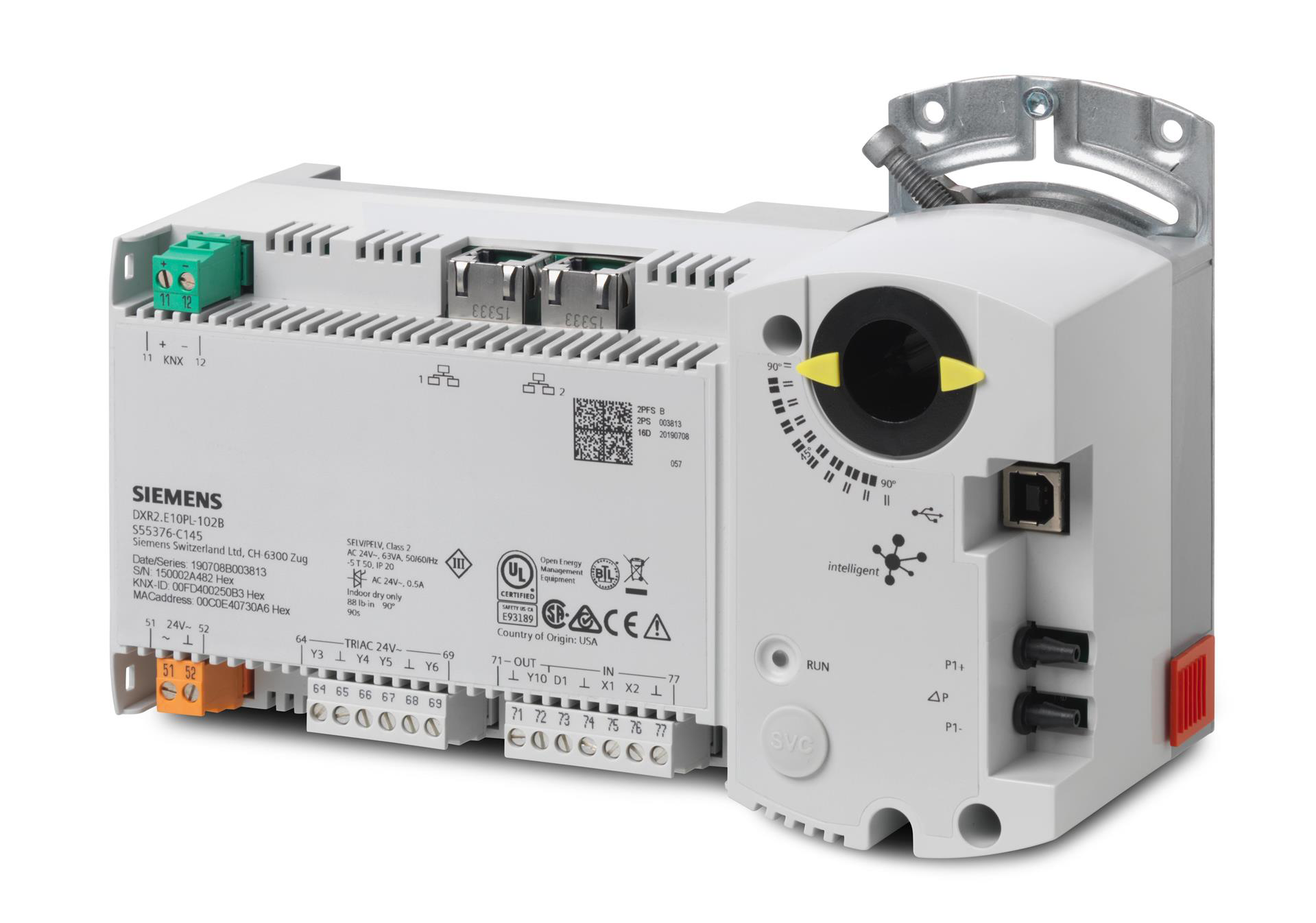  - Siemens  DXR2.E10PL-102B - Régulateur terminal BACnet/IP, 24V, PL-Link, 1 DI, 2 Ui, 1AO, 4DO, 30 dp